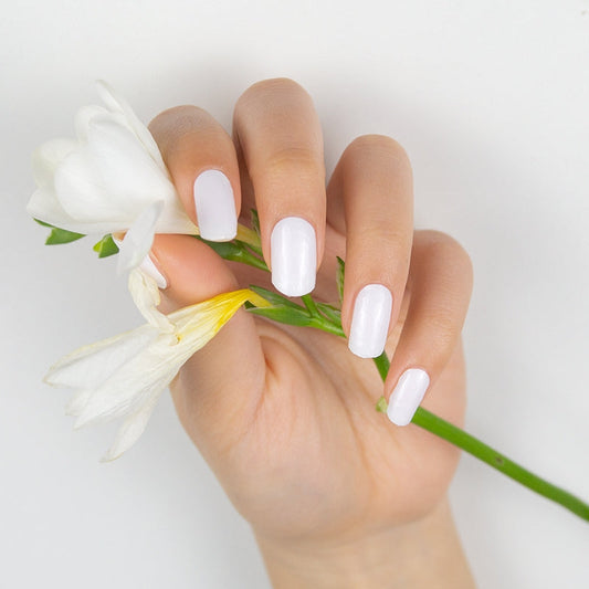 Pearl White Semi Cured Gel Nail Strips - NG200003