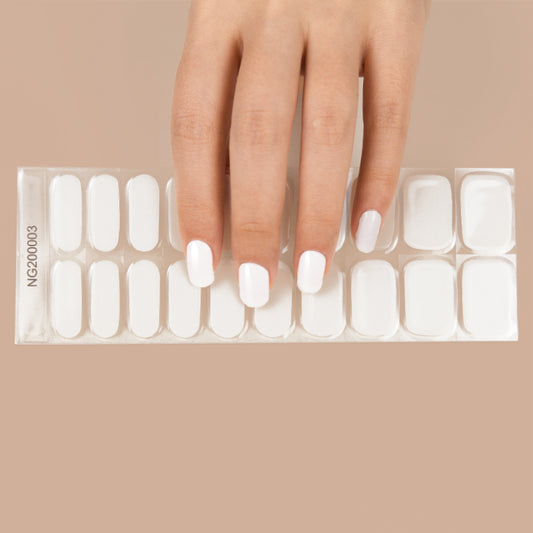 Pearl White Semi Cured Gel Nail Strips - NG200003