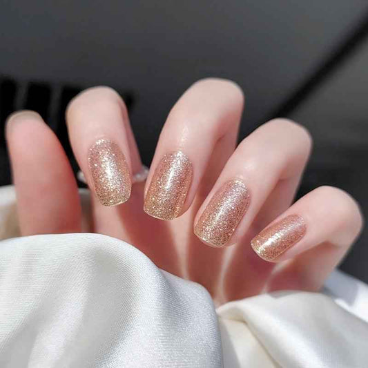 Golden Sand Sparkle Semi Cured Gel Nail Strips - NG200026