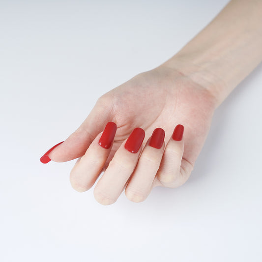 Chinese Red Semi Cured Gel Nail Strips - NG200061