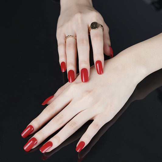 Chinese Red Semi Cured Gel Nail Strips - NG200061