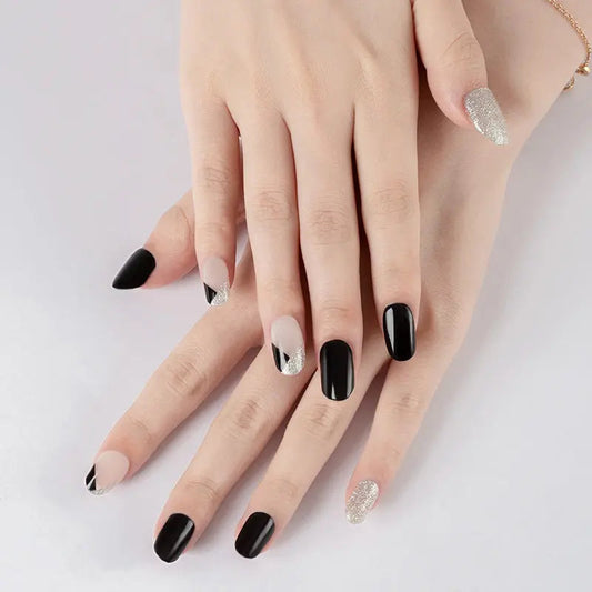 Midnight Bloom Semi Cured Gel Nail Strips - NG200073