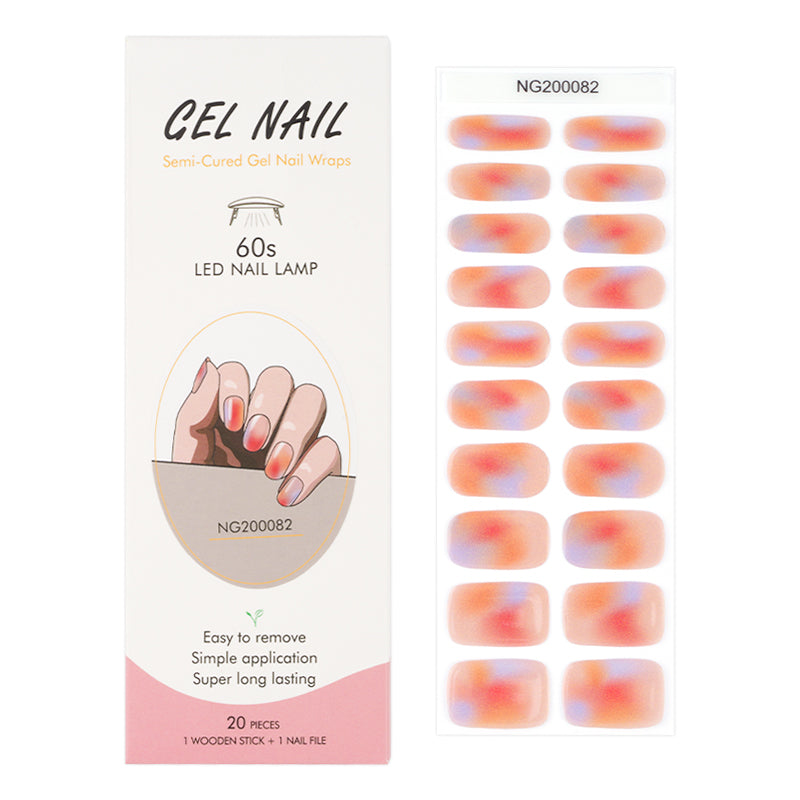 Dreamy Coral Ombre Semi Cured Gel Nail Strips - NG200082