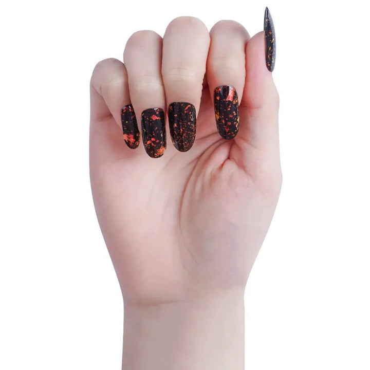 Deep Red Glitter Semi Cured Gel Nail Strips - NG200097