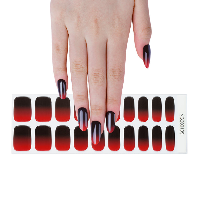 Autumn Maroon Gradient Semi Cured Gel Nail Strips - NG200109