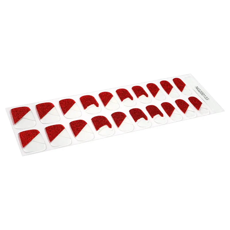 Santa Hat Accent Semi Cured Gel Nail Strips - NG200133