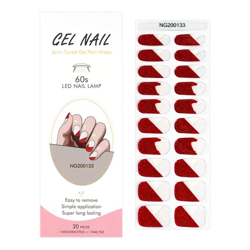 Santa Hat Accent Semi Cured Gel Nail Strips - NG200133