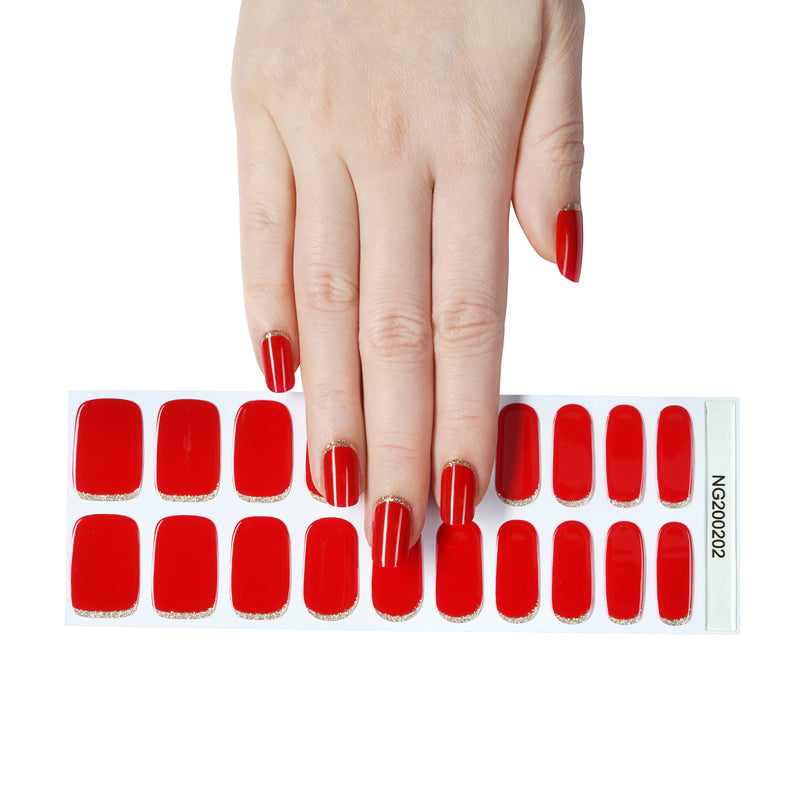 Passion Red Semi Cured Gel Nail Strips - NG200202