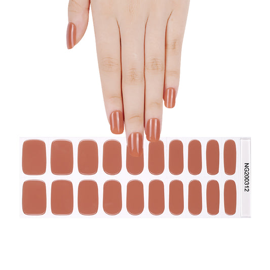 Caramel Brown Semi Cured Gel Nail Strips - NG200312