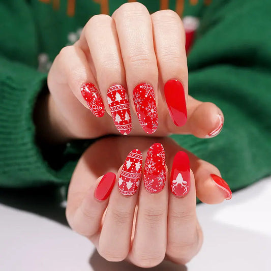 Festive Snowflake Sparkle Semi Cured Gel Nail Strips - NG200476