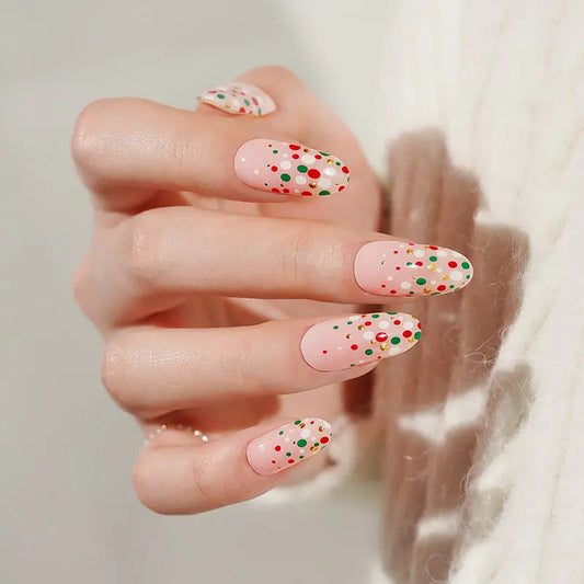 Candy Cane Dots Semi Cured Gel Nail Strips - NG200480